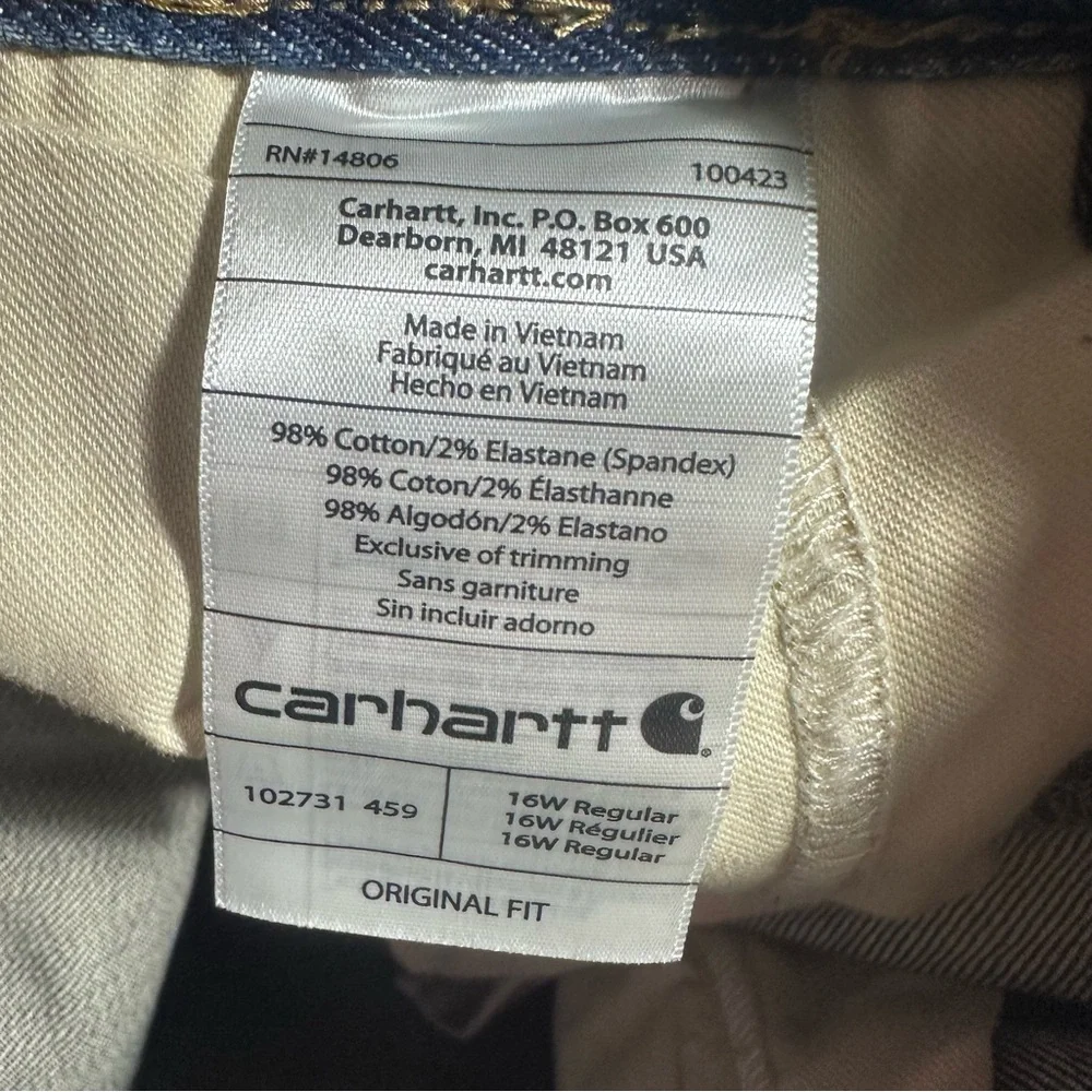 Carhartt NWT Original fit Straight leg Blaine jeans women’s 16W